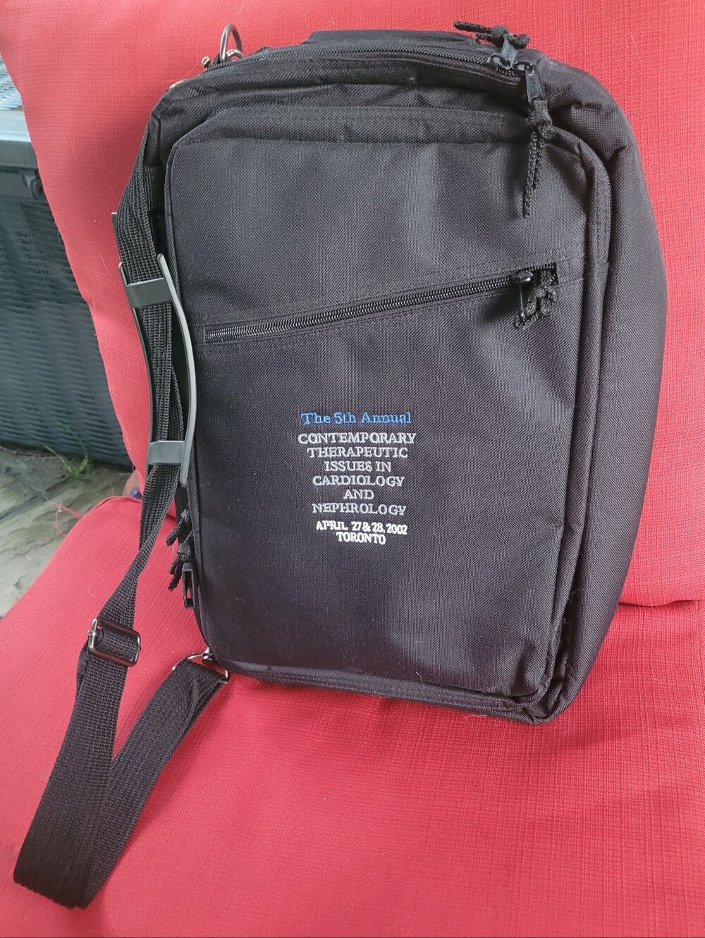 Laptop or Messenger Bag, Black Canvas with Shoulder Strap